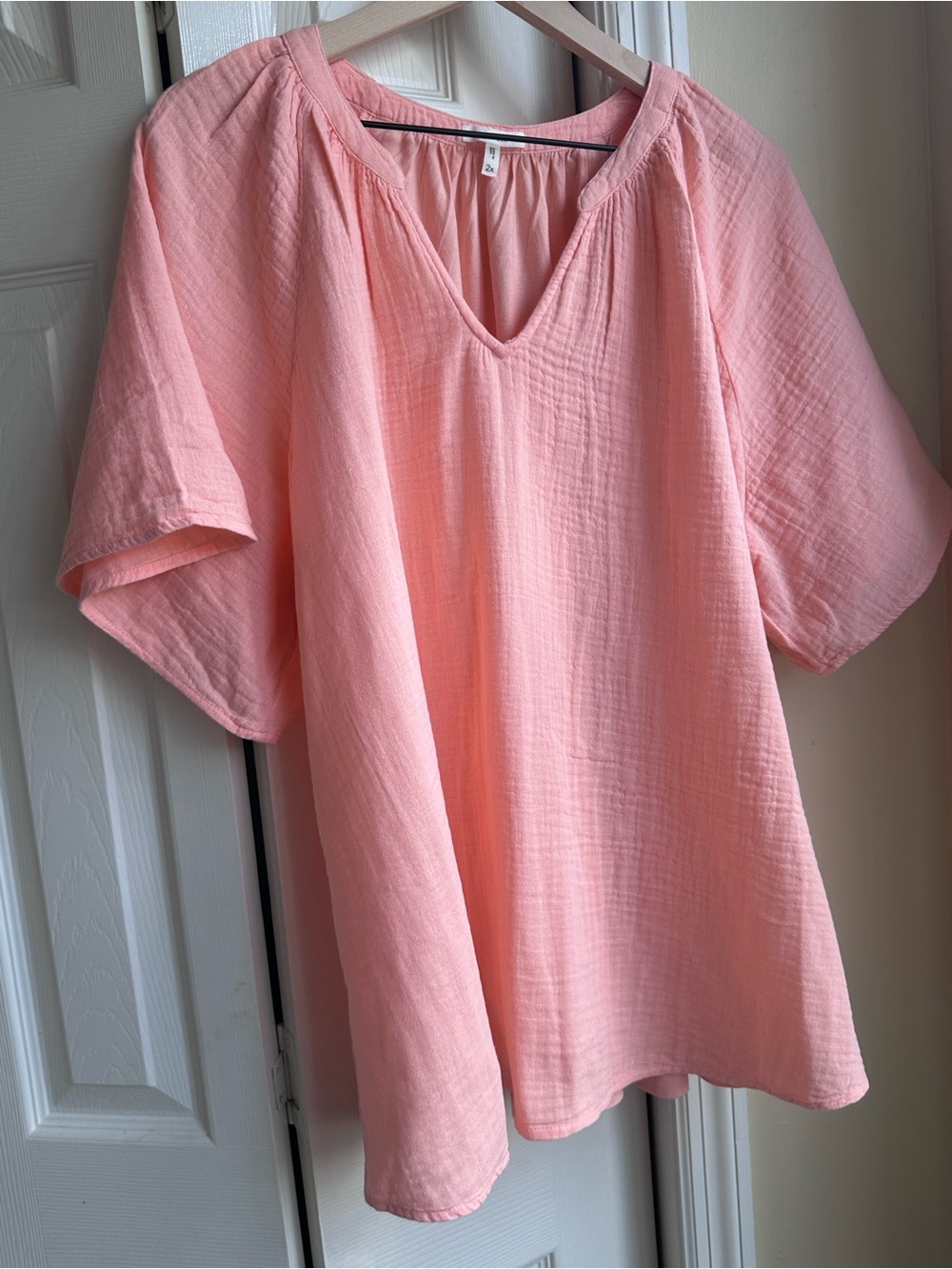 Maurices Peach Gauze V-Neck Tunic